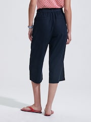 Navy Tie Waist Linen Blend Culottes - Image 3 of 7