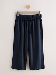 Navy Tie Waist Linen Blend Culottes - Image 5 of 7