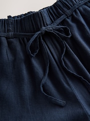 Navy Tie Waist Linen Blend Culottes - Image 7 of 7