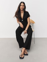 Black Barrel Leg Compact Trousers - Image 2 of 8