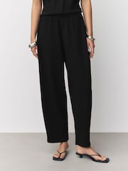 Black Barrel Leg Compact Trousers - Image 3 of 8