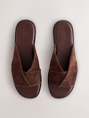 Chocolate Brown Suede Forever Comfort® Twisted Mule Sandals - Image 1 of 4