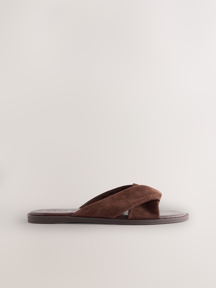 Chocolate Brown Suede Forever Comfort® Twisted Mule Sandals - Image 2 of 4