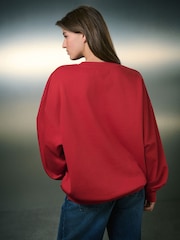 أحمر - Sequin Holly Jolly Christmas Graphic Long Sleeve Sweatshirt - صورة 5 من 8