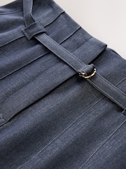 Navy Belted Denim Look Midi Kilt - Image 7 of 8