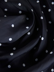 Albastru - Polka Dot Satin Dropped Waist Maxi Skirt - Imaginea 2 din 3