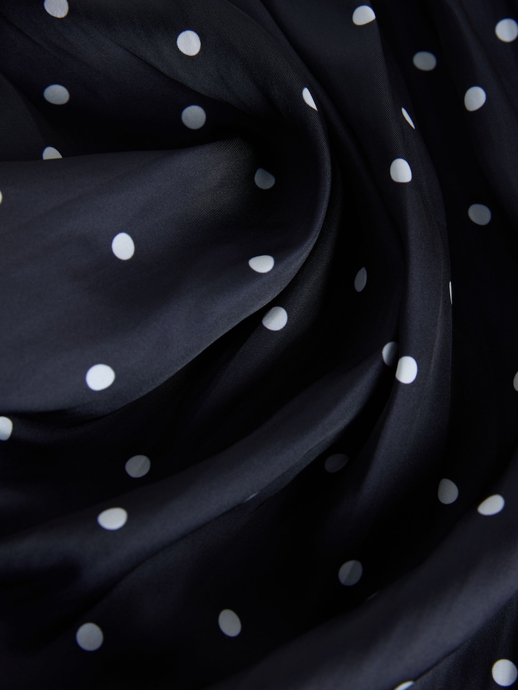 Albastru - Polka Dot Satin Dropped Waist Maxi Skirt - Imaginea 2 din 3