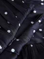 Donker marineblauw - Polka Dot Satin Dropped Waist Maxi Skirt - Afbeelding 6 van 6