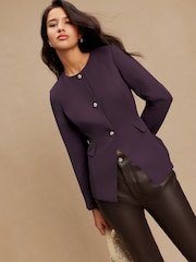 Dark Purple Collarless Blazer - Image 1 of 8
