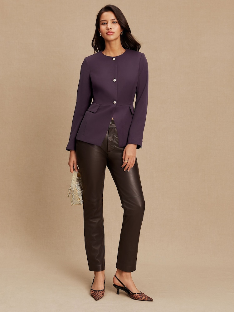 Dark Purple Collarless Blazer - Image 2 of 8