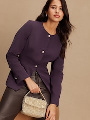 Dark Purple Collarless Blazer - Image 3 of 8