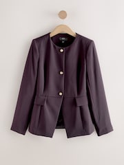 Dark Purple Collarless Blazer - Image 6 of 8