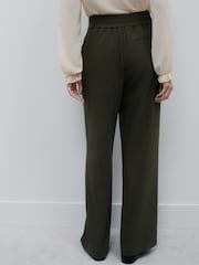 Khaki Green Crosshatch Elastic Waist Wide Leg Trousers - Image 4 of 8