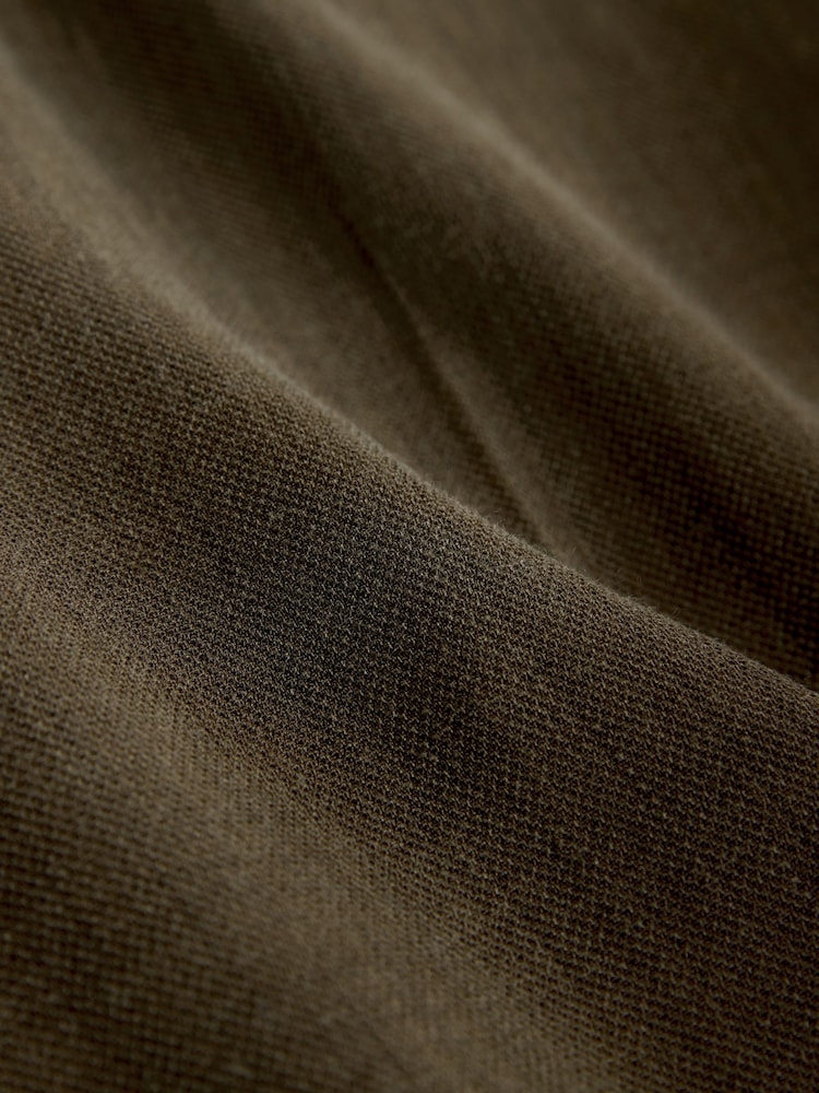 Khaki Green Crosshatch Elastic Waist Wide Leg Trousers - Image 8 of 8