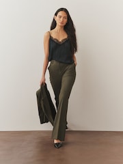 Vert kaki - Pantalon bootcut habillé avec laine - Image 1 sur 8