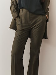 Vert kaki - Pantalon bootcut habillé avec laine - Image 4 sur 8