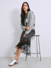 Grau - Kragenlose Bomberjacke aus Leinen - Bild 3 von 9