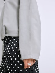 Grau - Kragenlose Bomberjacke aus Leinen - Bild 6 von 9