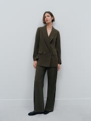 Khaki Green Relaxed Crosshatch Blazer - Image 2 of 8