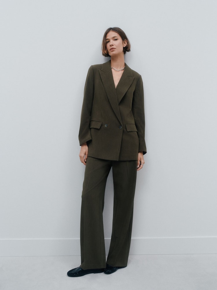 Khaki Green Relaxed Crosshatch Blazer - Image 2 of 8