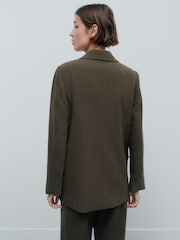Khaki Green Relaxed Crosshatch Blazer - Image 3 of 8