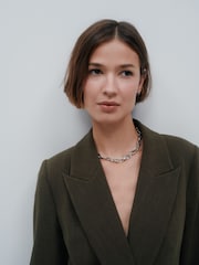 Khaki Green Relaxed Crosshatch Blazer - Image 4 of 8