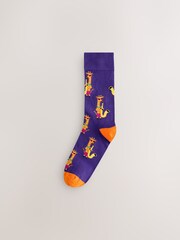 Bright Red/Orange/Blue Pattern Socks 8 Pack - Image 2 of 10