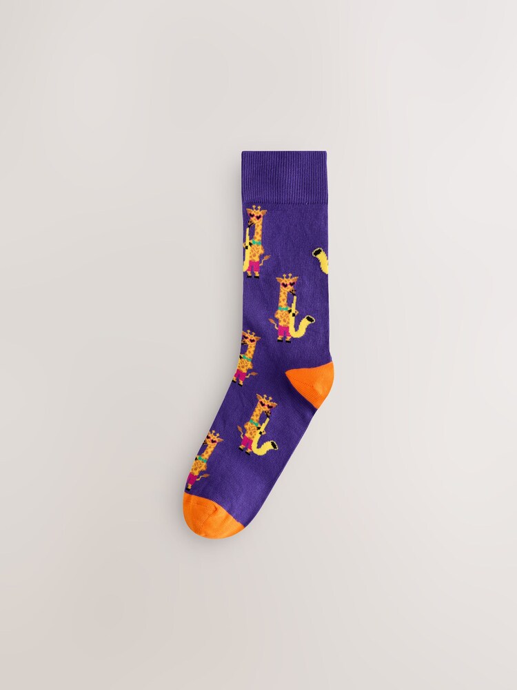 Bright Red/Orange/Blue Pattern Socks 8 Pack - Image 2 of 10