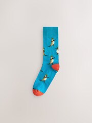 Bright Red/Orange/Blue Pattern Socks 8 Pack - Image 4 of 10