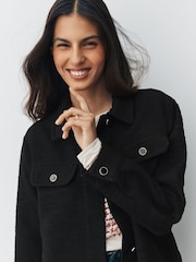 Schwarz - Bouclé-Hemdjacke - Bild 4 von 7