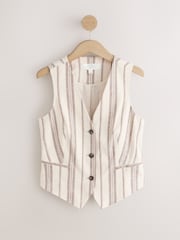 Rayas en marrón/crudo - Linen Rich V-Neck Waistcoat - Imagen 6 de 8