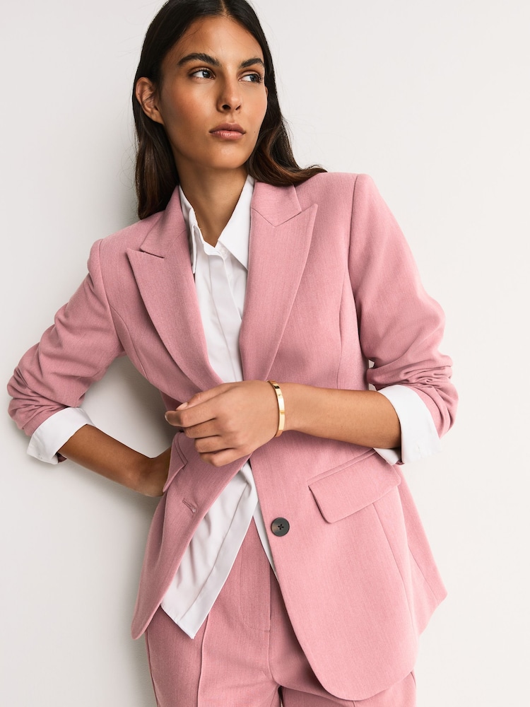 Light Pink Sculpting Single Breasted Blazer - Image 1 of 8 Light Pink Sculpting Single Breasted Blazer - Image 1 of 8