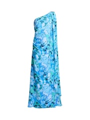 Gina Bacconi Blue Amelie Printed Chiffon Maxi Dress With Beaded Shoulder - Image 7 of 7