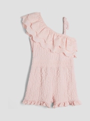 River Island Pink Girls Broderie Textured Playsuit - Image 2 of 4