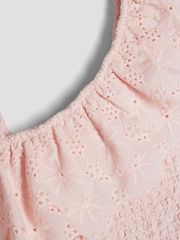 River Island Pink Girls Broderie Textured Playsuit - Image 3 of 4