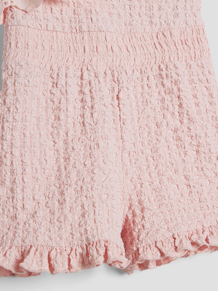 River Island Pink Girls Broderie Textured Playsuit - Image 4 of 4 River Island Pink Girls Broderie Textured Playsuit - Image 4 of 4