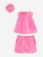 River Island Pink Girls 100% Cotton Outfit and Scrunchie Dress - Image 1 of 1