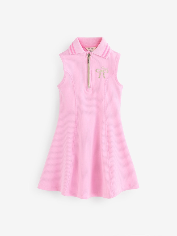 River Island Pink Girls Rib Bow Dress - Image 1 of 1