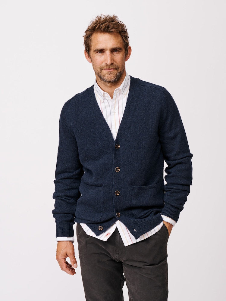 Aubin Blue Hales Lambswool Cardigan - Image 1 of 5