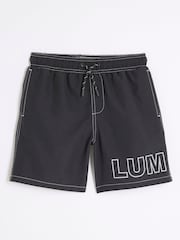 River Island Black Boys Luminis Swim Shorts - Image 1 of 4