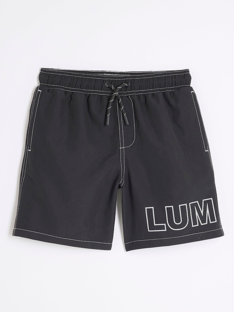 River Island Black Boys Luminis Swim Shorts - Image 1 of 4