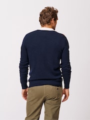 Aubin Grey Kendal Knitted Harlequin Rugby Jumper - Image 2 of 5