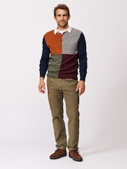 Aubin Grey Kendal Knitted Harlequin Rugby Jumper - Image 3 of 5