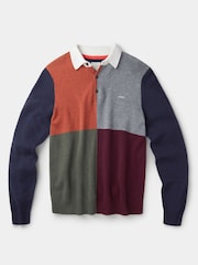 Aubin Grey Kendal Knitted Harlequin Rugby Jumper - Image 5 of 5