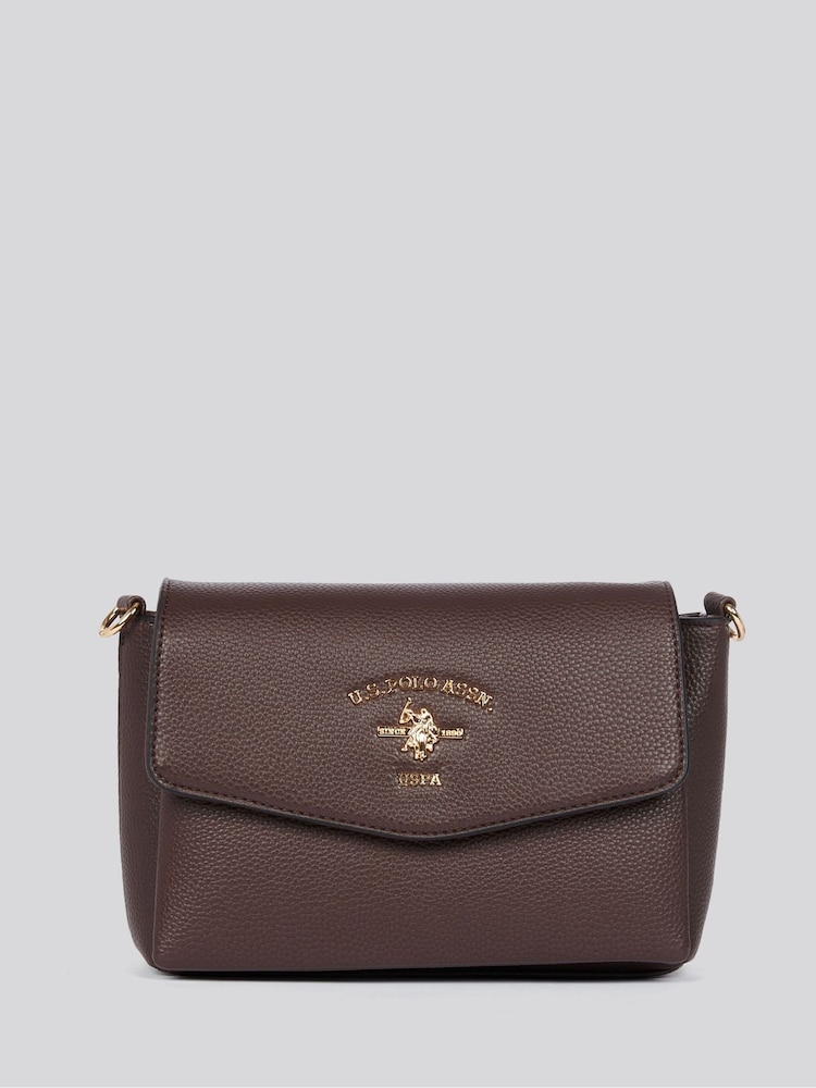 U.S. Polo Assn. Brown Womens Stanford Flap Cross-Body Bag - Image 1 of 6