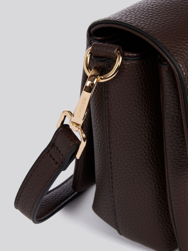 U.S. Polo Assn. Brown Womens Stanford Flap Cross-Body Bag - Image 6 of 6