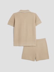 River Island Natural Boys Textured Revere Polo Shirt - Image 2 of 6