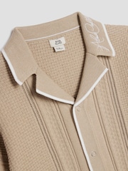 River Island Natural Boys Textured Revere Polo Shirt - Image 5 of 6