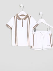 River Island Boys Textured Stripe Polo Shirt - Imagen 1 de 5