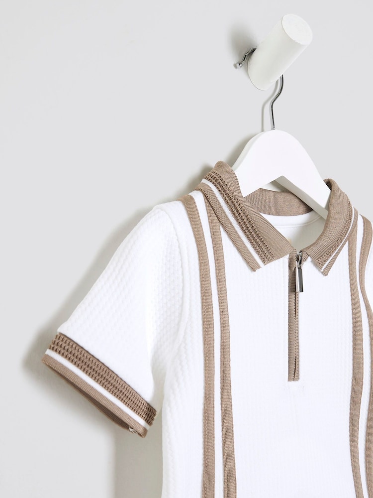 River Island Boys Textured Stripe Polo Shirt - Imagen 5 de 5